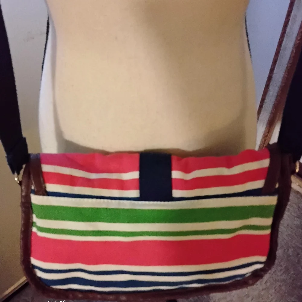 Sloane Ranger Striped Canvas Front Flap Shoulder/Messenger Bag - Picture 9 of 10